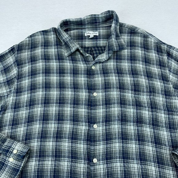 Peter Millar Button Up Shirt 2XL Men's Lightweight Knit Breathable Plaid - Picture 2 of 11
